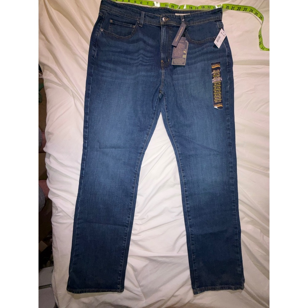 Cremieux Premium Denim Mens 38x34 Relaxed Straight Stretch Jeans Blue T09-16